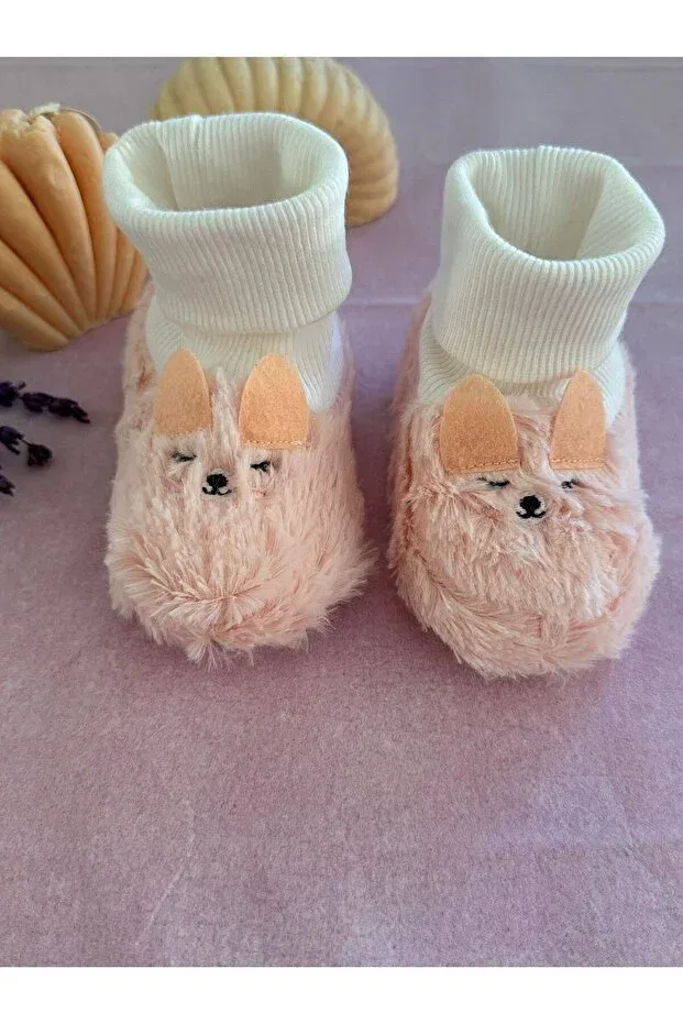 Детские тапочки-носочки без пятки из плюша для девочек Baby, Pink