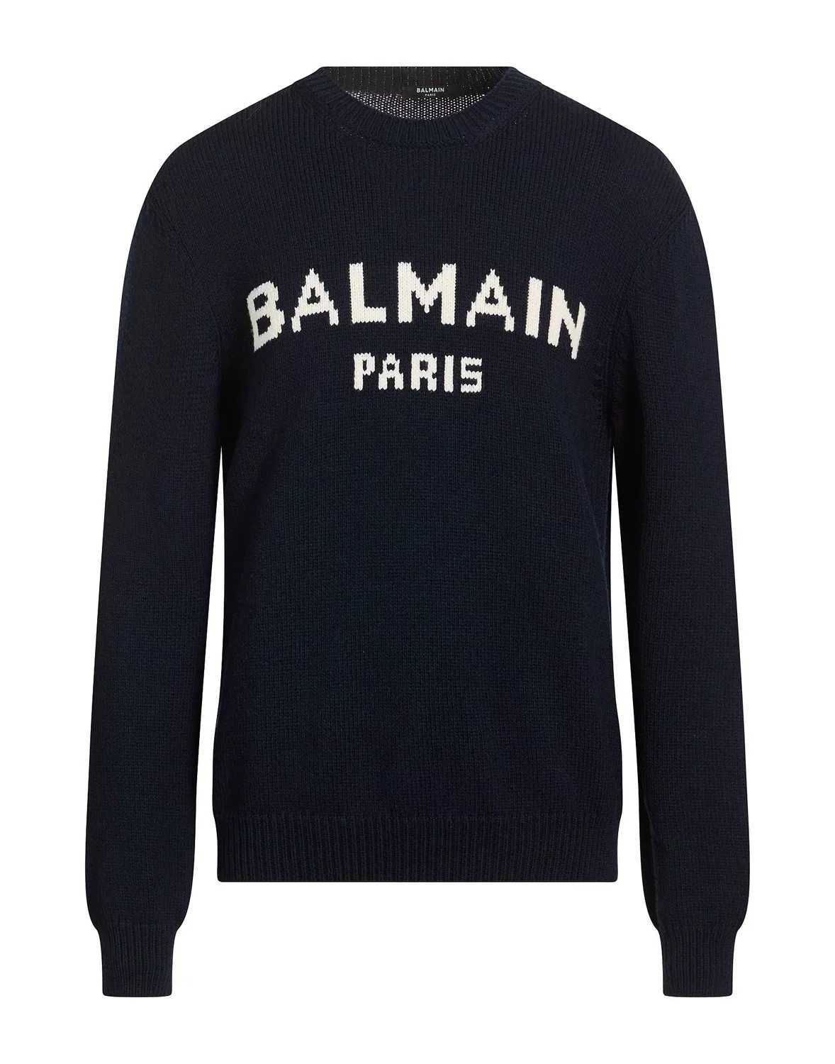 Мужской джемпер с интарсией Balmain, темно‑синий