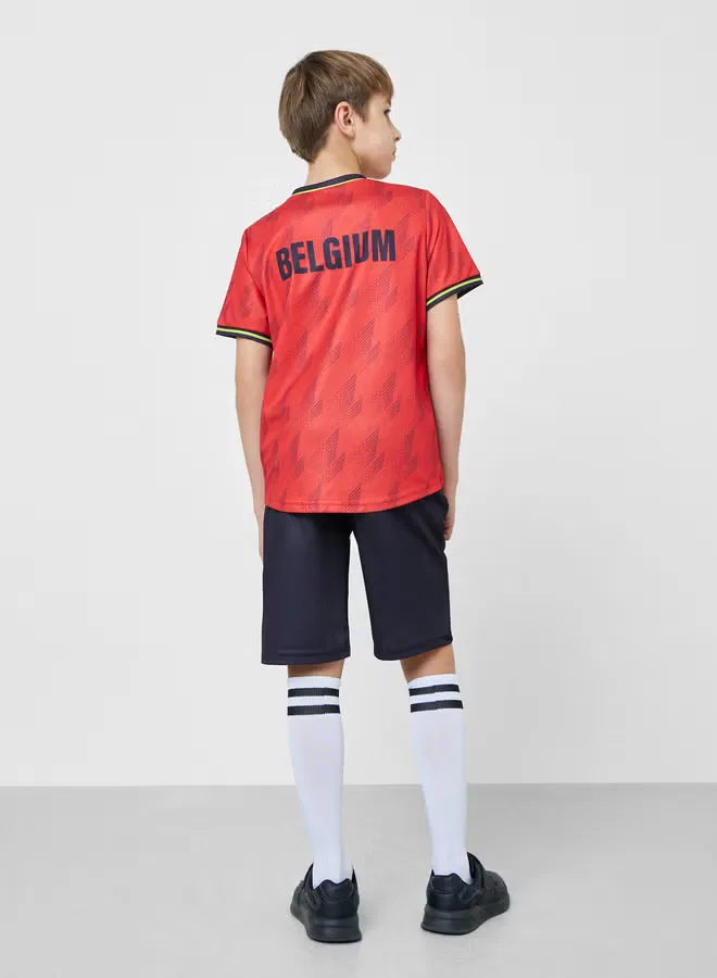 Styli Комплект футболка и шорты с принтом Belgium Teens FIFA, красный — фото 3