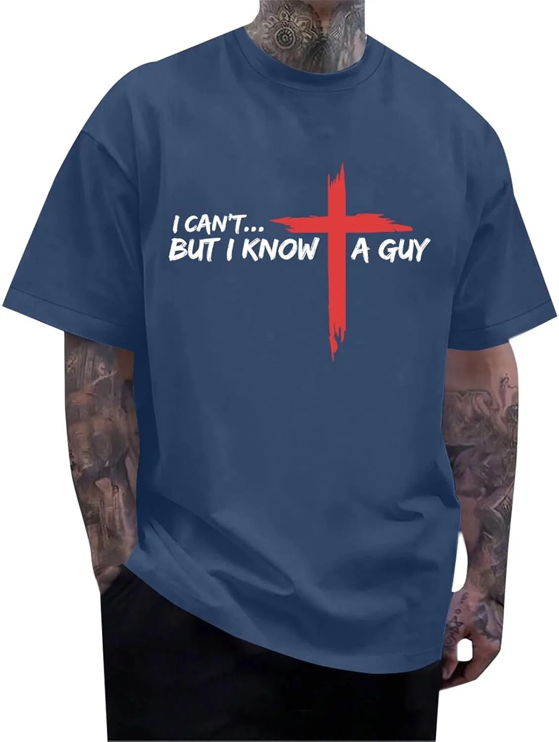 Мужская футболка с крестом Christian, Navy
