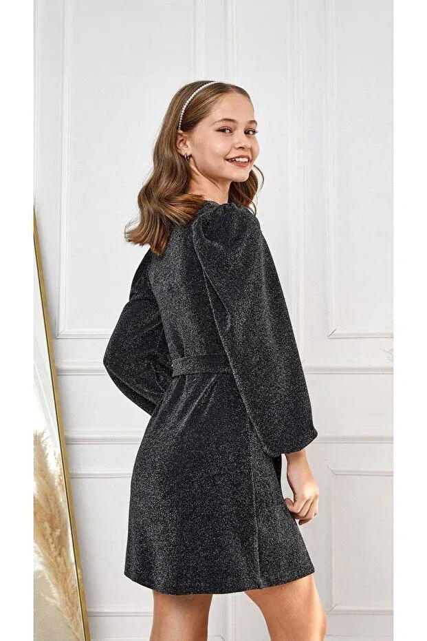 Детское платье для девочек с длинным рукавом Trend Baby Kids, Black — фото 3