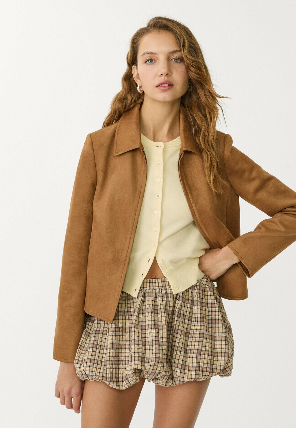 

Мини-юбка Stradivarius, светло-коричневый