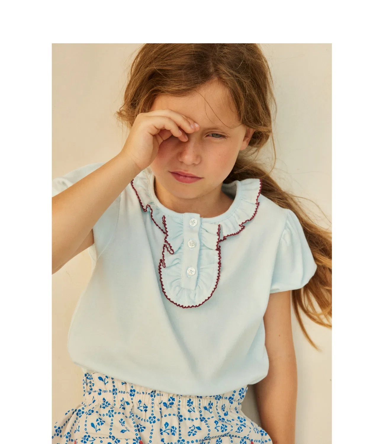 Детская футболка с коротким рукавом Paquerette top hello Simone, Ice Blue