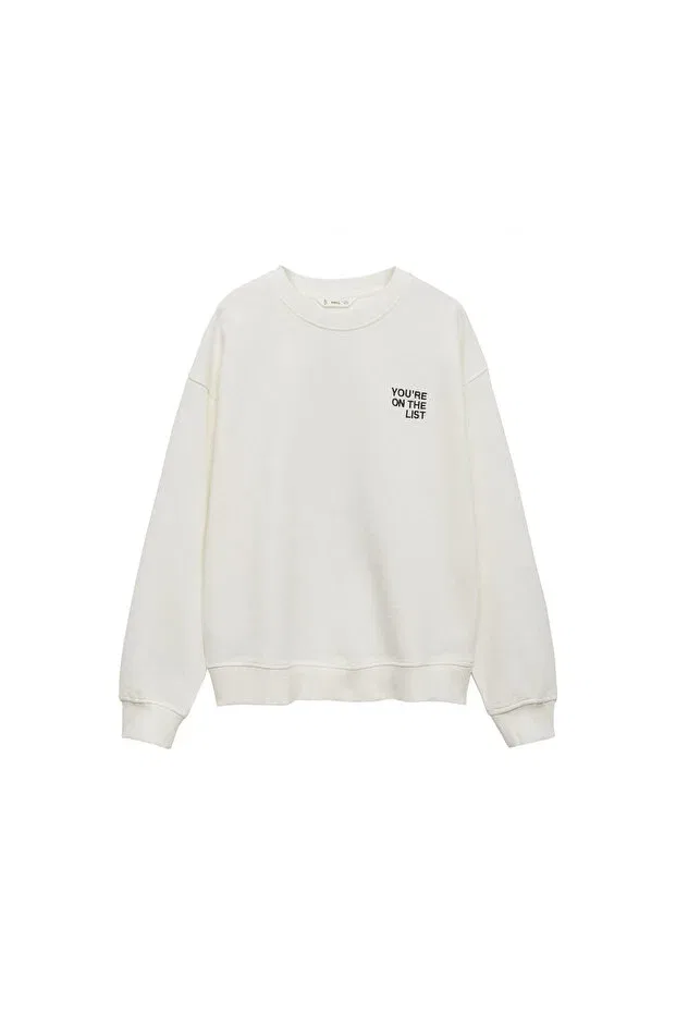 Детские свитшот для девочек хлопковый с принтом Mango, Off White — фото 2