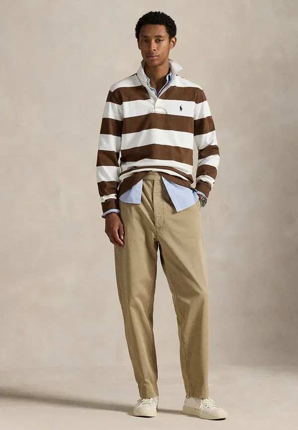 Рубашка поло хлопковая The Iconic Rugby Shirt, Polo Ralph Lauren, Pale Russet/Trophy Cream, кремовый — фото 2