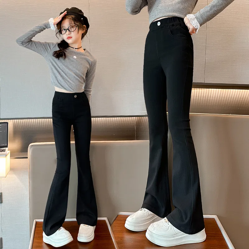 Детские джинсы утепленные Black Flared Pants PLANDOO — фото 4