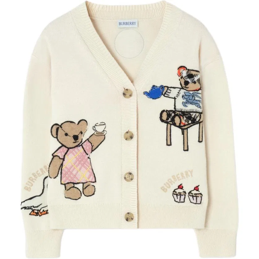 Свитер V-образный вырез, Burberry, Ivory White