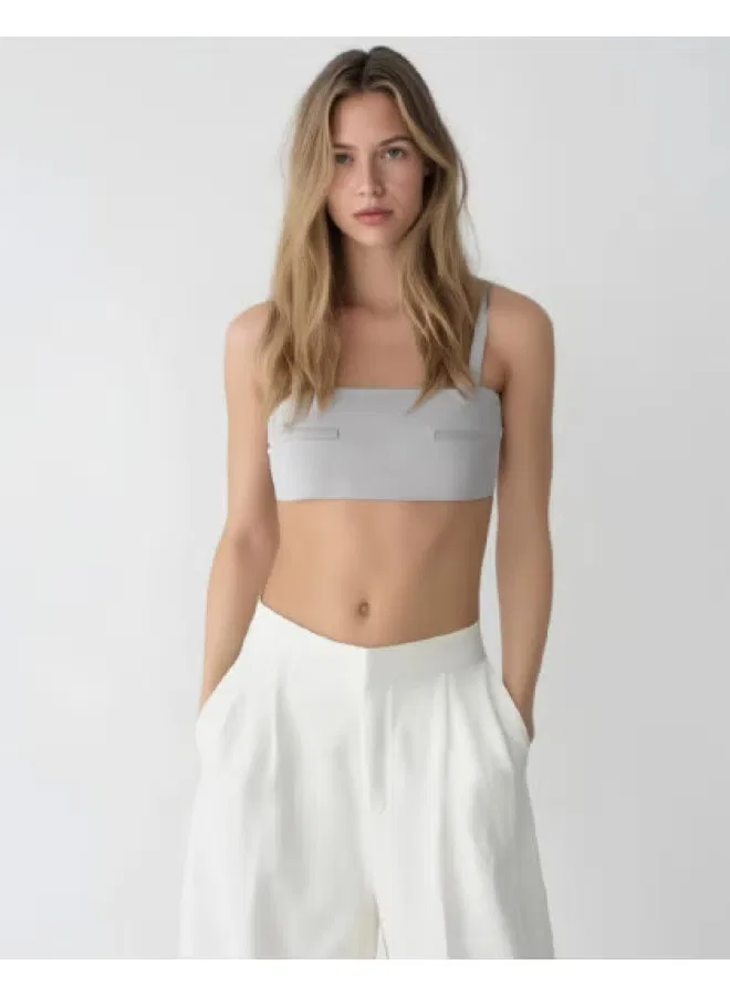 Топ без бретелей утягивающий Zara, светло-серый