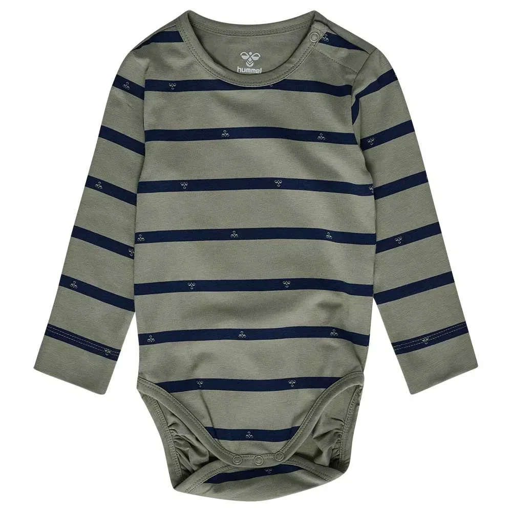 Детское боди для девочек с длинным рукавом Mini Stripy Bee Hummel, Green