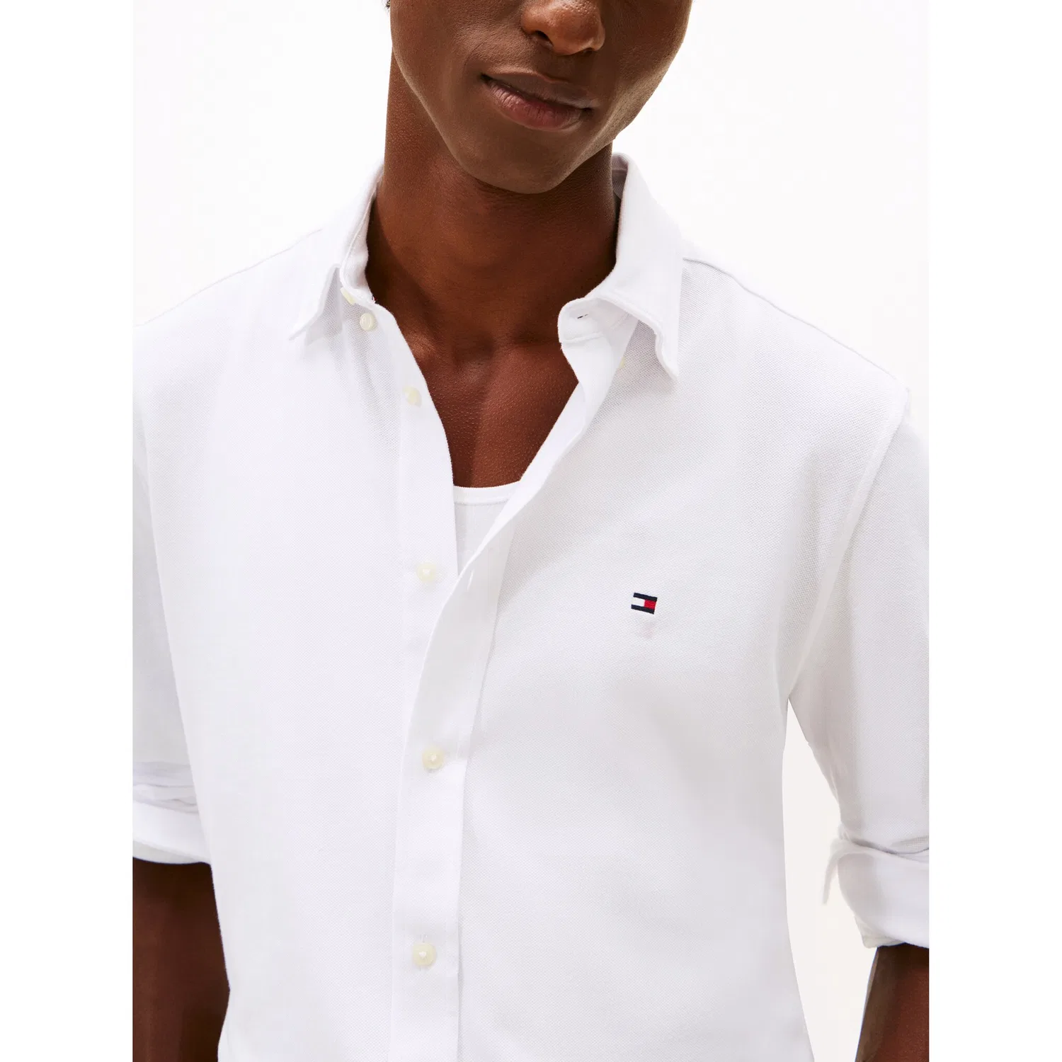 Мужская рубашка с длинным рукавом из пике Tommy Hilfiger, White — фото 2