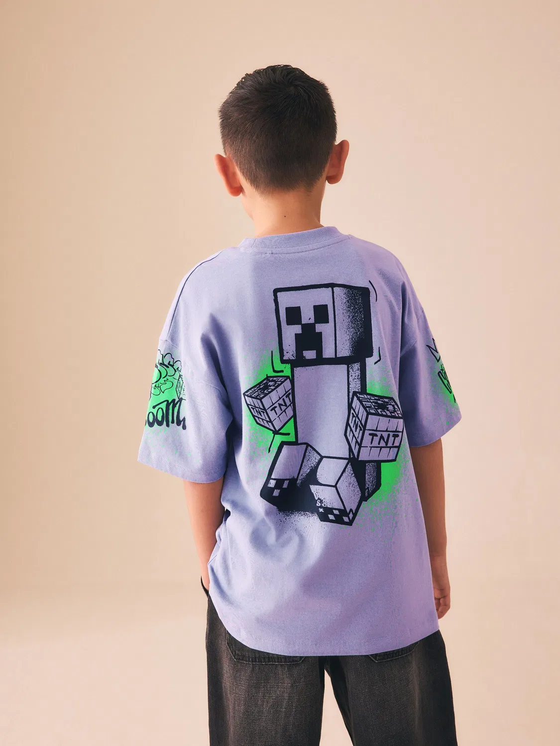 Футболка с принтом Minecraft, Creeper Next, Purple Placement — фото 3