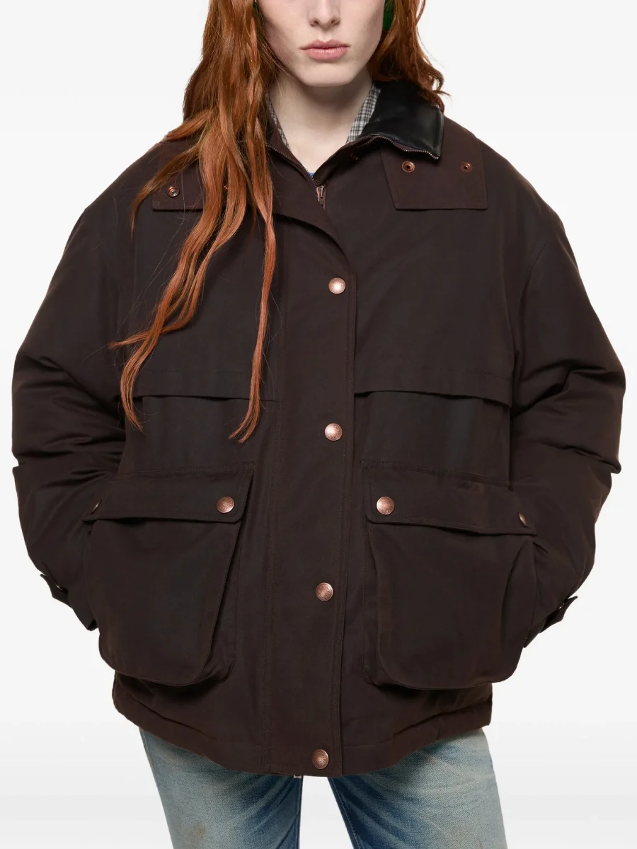 Куртка Acne Studios с кожаным воротником, темно-коричневый