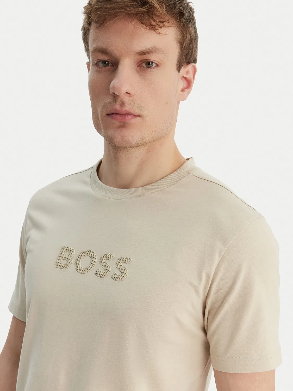 Мужская футболка стандартного кроя TS_Terrace Logo Boss, бежевый — фото 4
