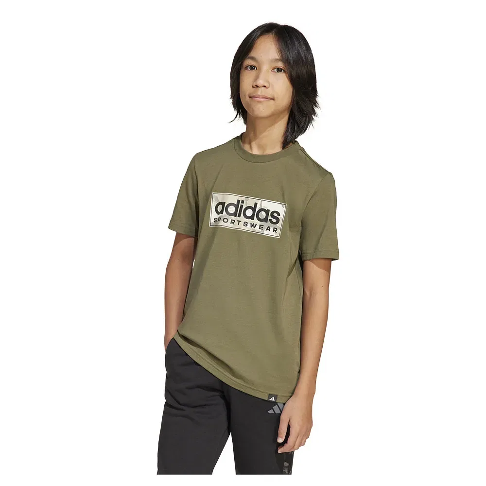 Футболка с принтом Camo Linear Graphic Adidas, зеленый