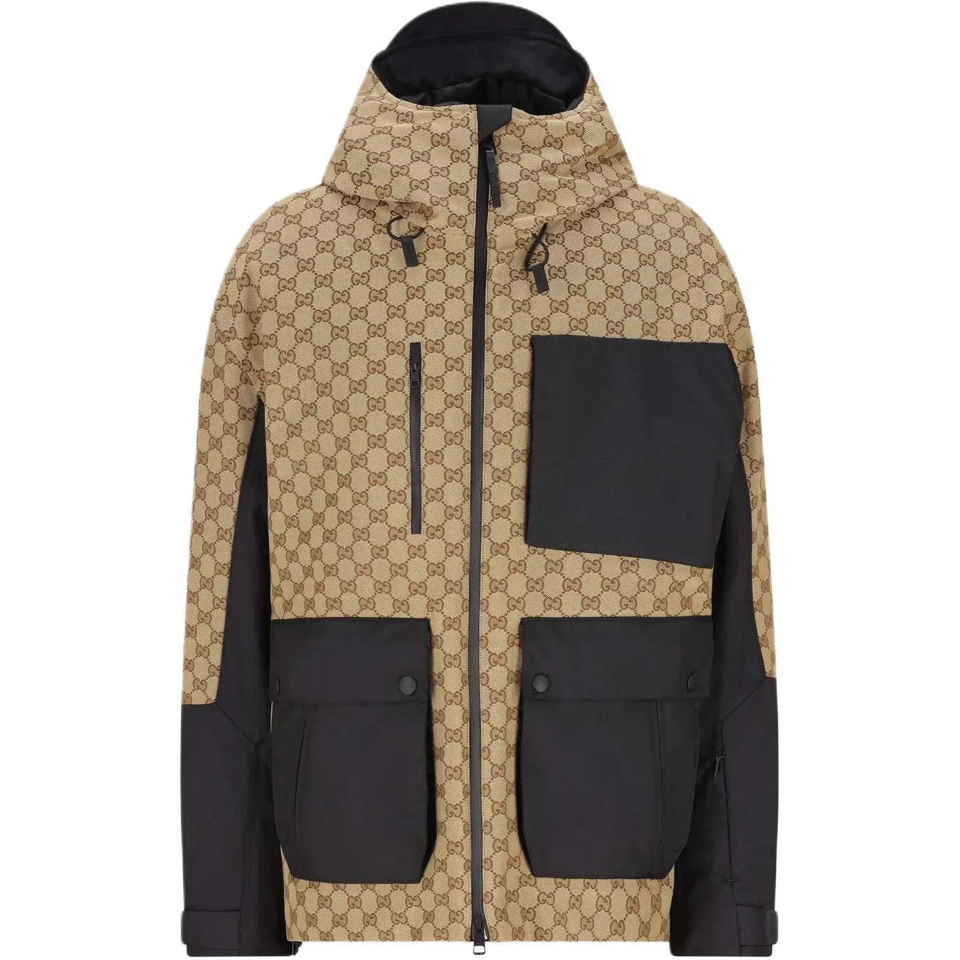Пуховик GUCCI с жаккардовым узором GG, мужской, Beige/Dark Brown