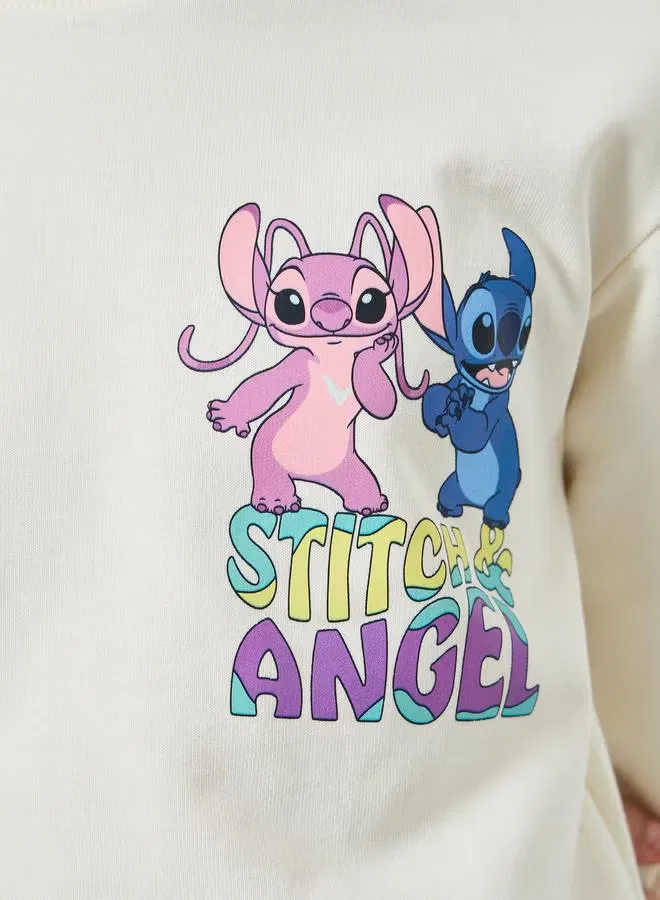 Свитшот с принтом Lilo & Stitch хлопковый Styli, белый — фото 3