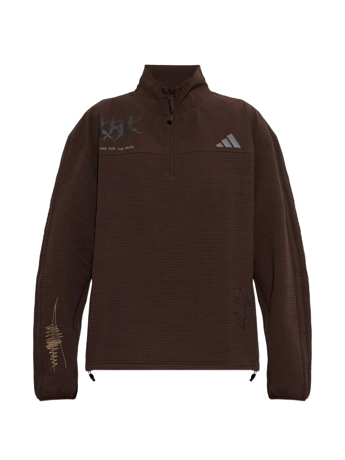 Джемпер на молнии вафельной вязки Adidas, коричневый
