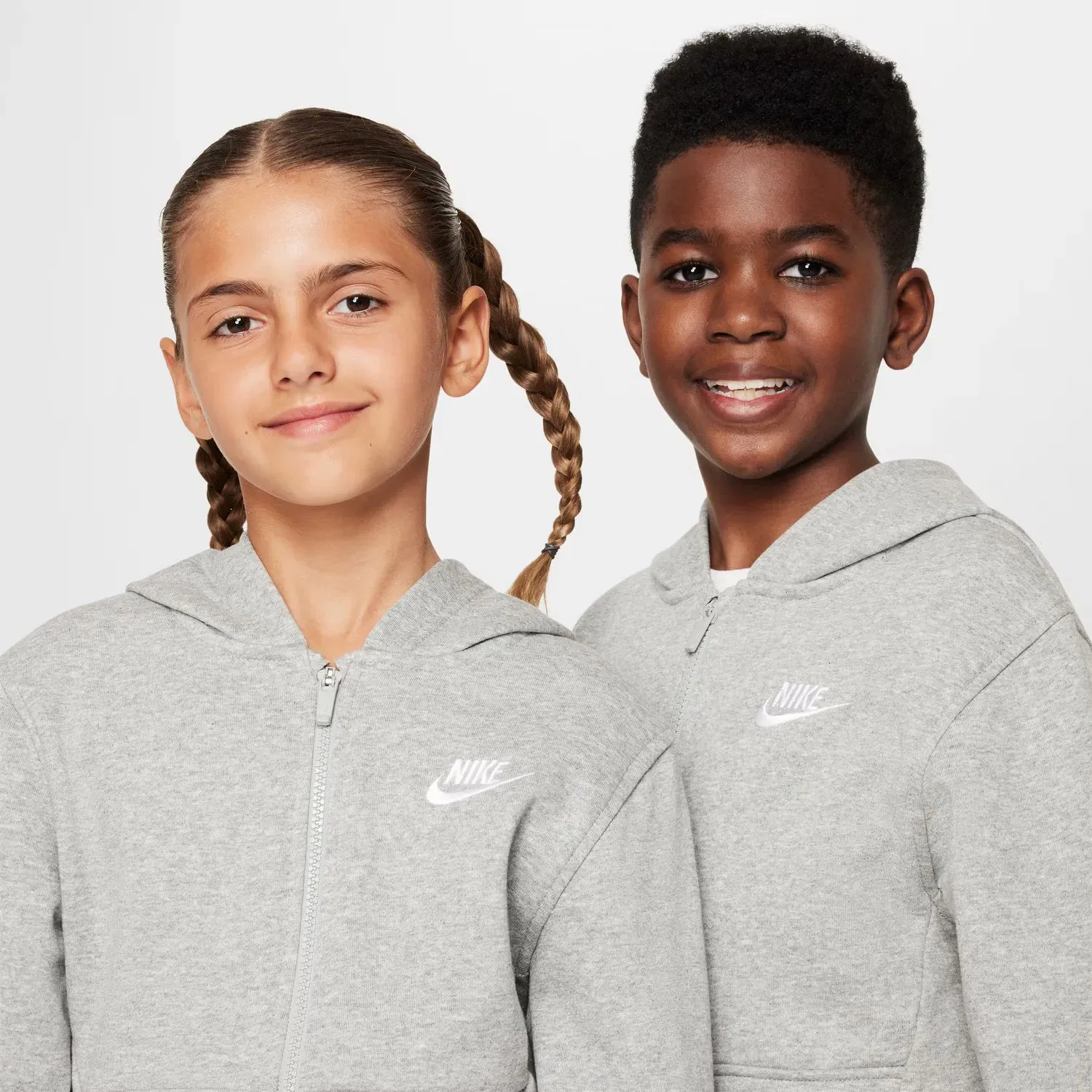 Детская толстовка на молнии из футера с капюшоном Nike, Grey — фото 3