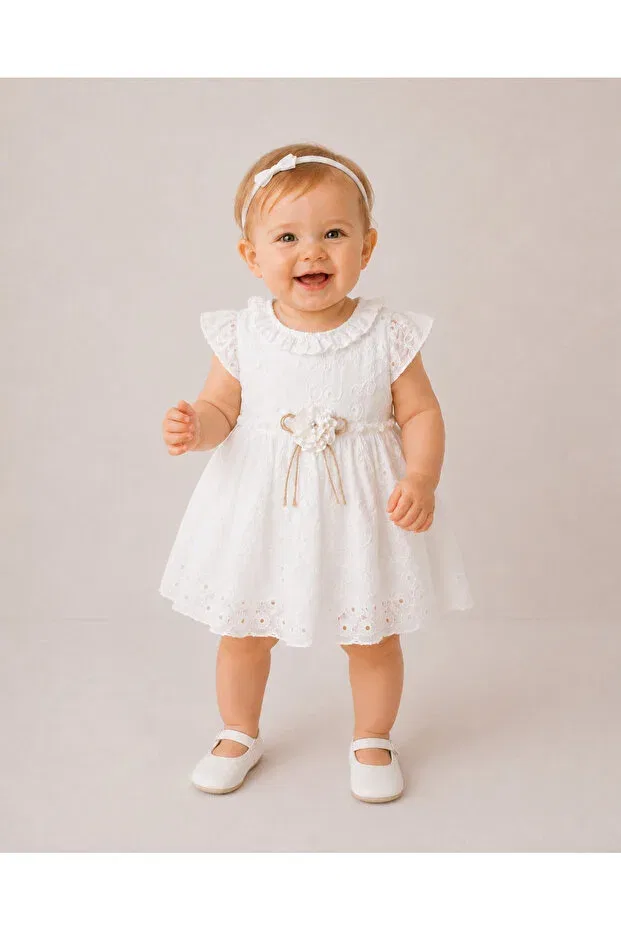Детское платье для девочек хлопковое Aa Bebek, White