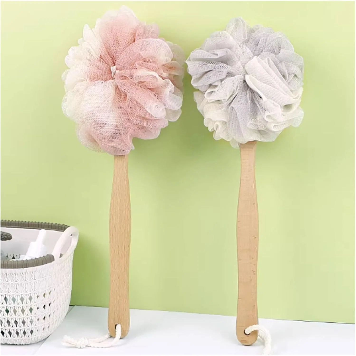 Щетка для душа с длинной ручкой ZXCMY, Pale Red+Gray