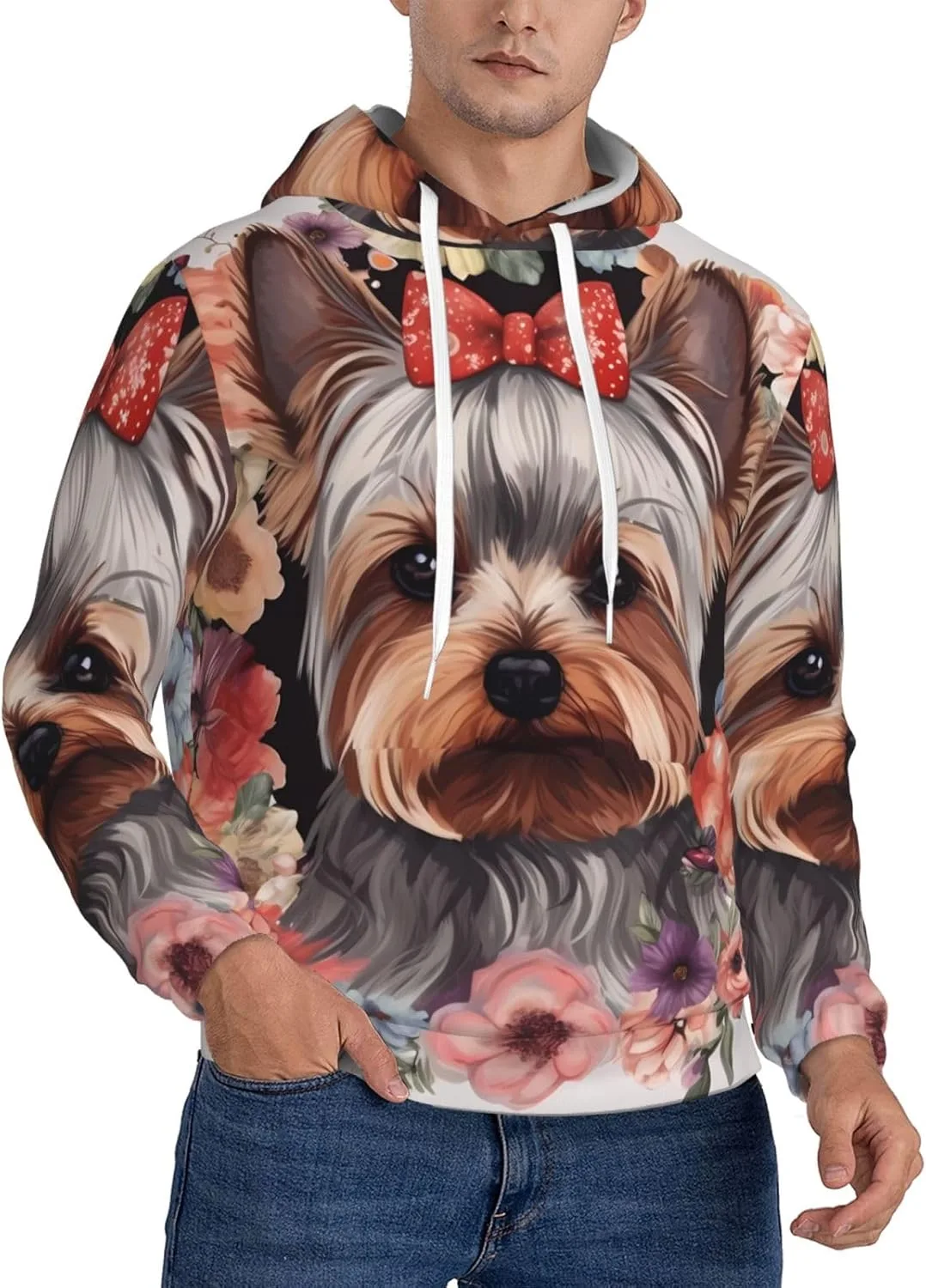 

Мужская флисовая толстовка с капюшоном Yorkie Floral KKLWEGU