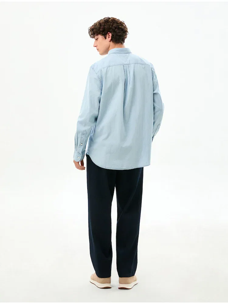 Рубашка с длинным рукавом из хлопка Regular Fit TOMMY HILFIGER, Sky Blue — фото 3