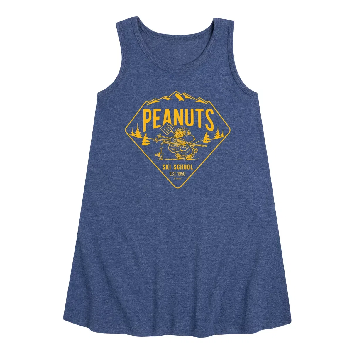 Детское платье-трапеция без рукавов Ski School Peanuts, Heather Navy