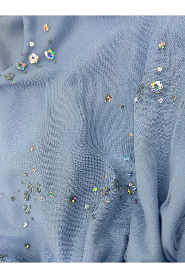 Детское платье для девочек с принтом Girl'S evening dress By Piera, Blue Silver Flower — фото 4