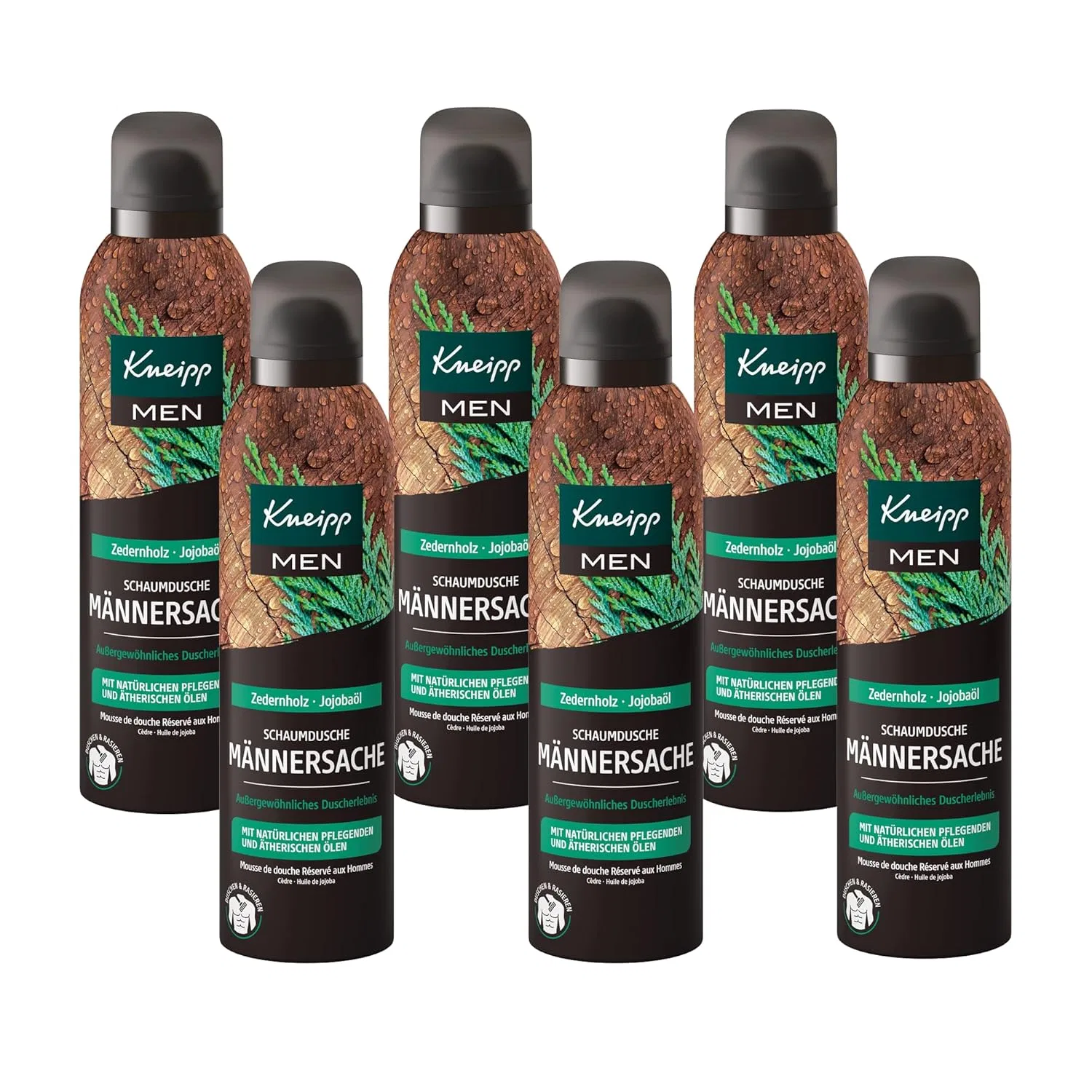Пена для душа мужская с ароматом кедра и маслом жожоба, набор 6 x 200 мл, Multicoloured Kneipp