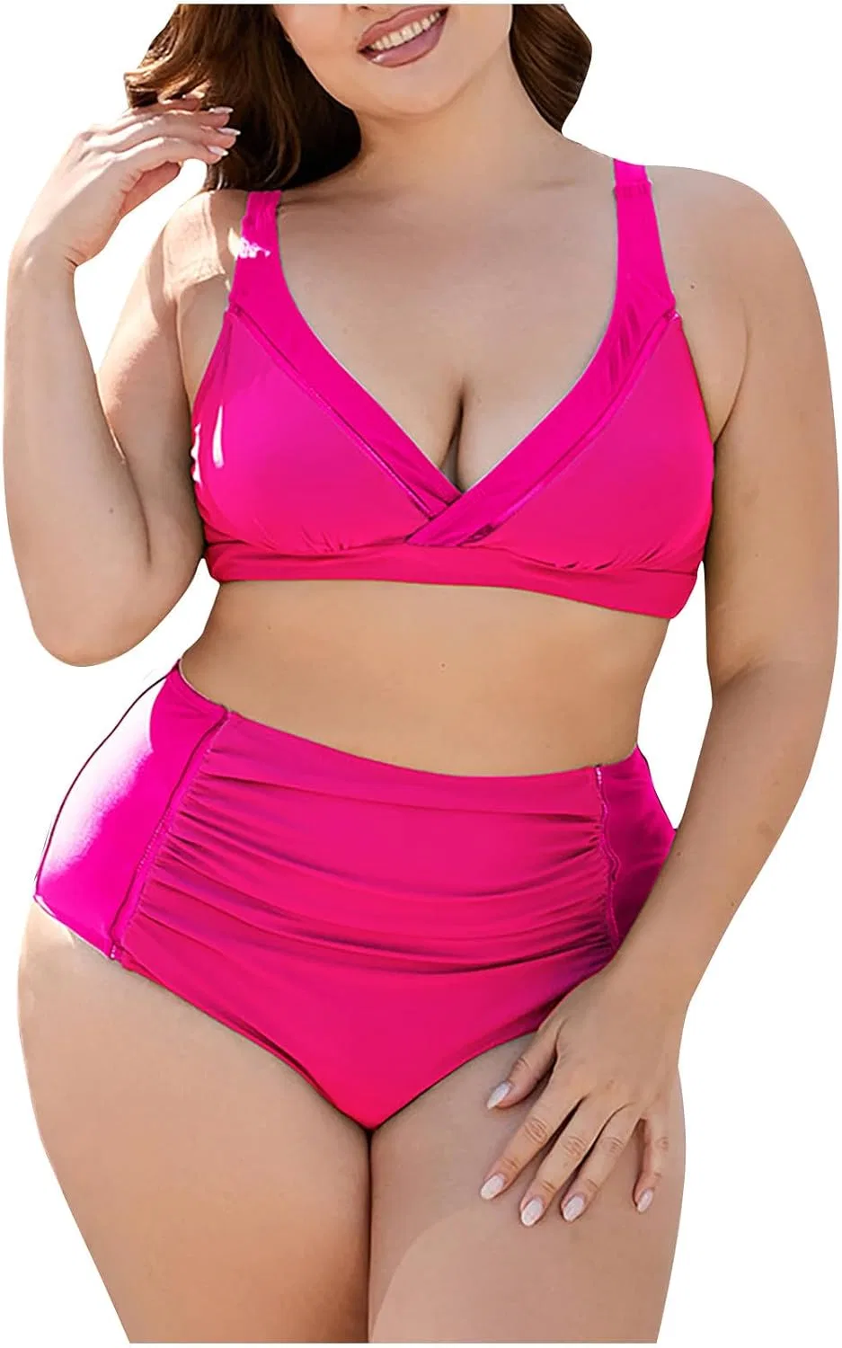 Женский танкини с контролем живота с шортами, Hot Pink