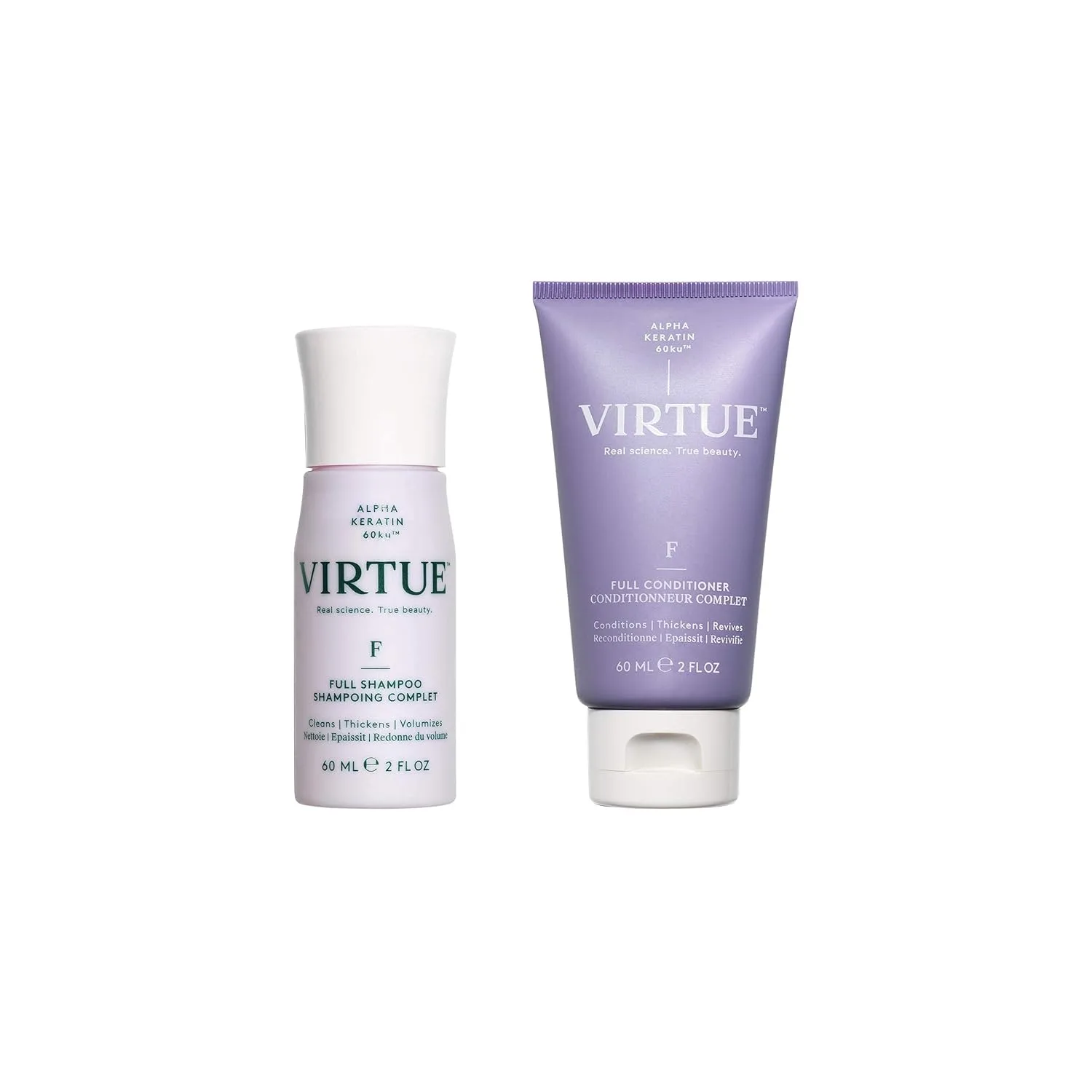 Набор шампуня и кондиционера Virtue Full Sulfate Free Volumizing Shampoo and Conditioner Set придает объем волосам, подходит для всех типов волос, безопасен для окрашенных волос.