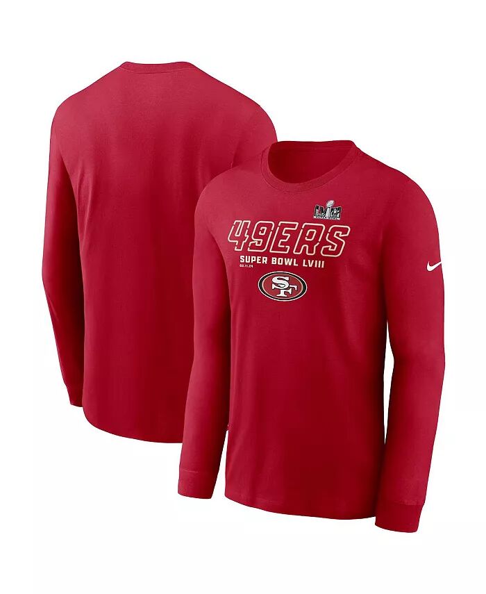 

Мужская алая футболка San Francisco 49ers Super Bowl LVIII Iconic с длинным рукавом Nike
