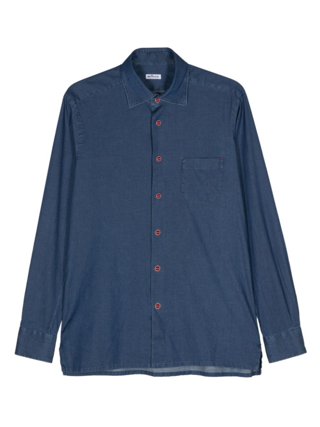 

Kiton джинсовая рубашка с накладными карманами, синий