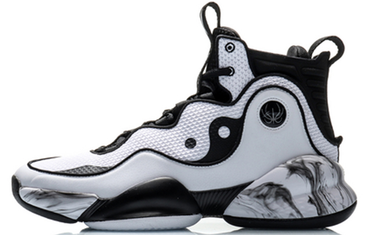 

LINING ЛиНинг Цянькунь Амортизирующие Противоскользящие Высокие Баскетбольные Кроссовки Мужские Черно-Белые