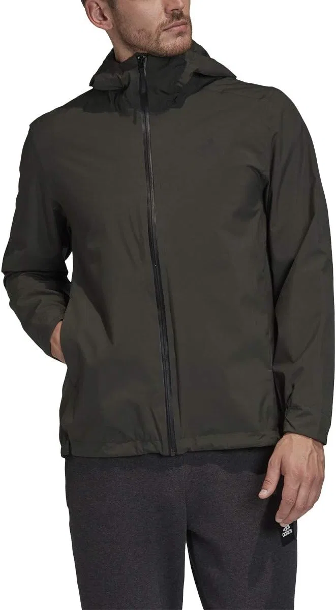 Мужская куртка adidas Basic 3-Stripes Rain.Rdy, Earth