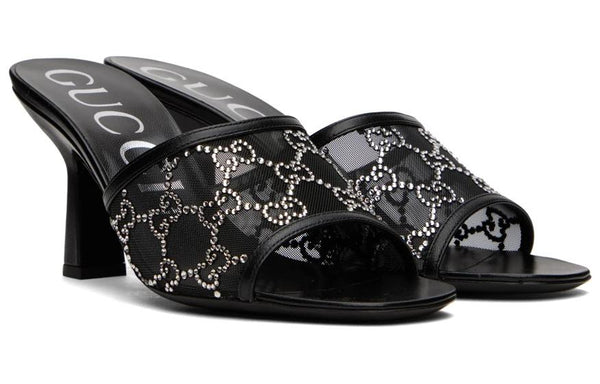 Сандалии gg mid-heel slide sandal 'black' Gucci, черный — фото 3