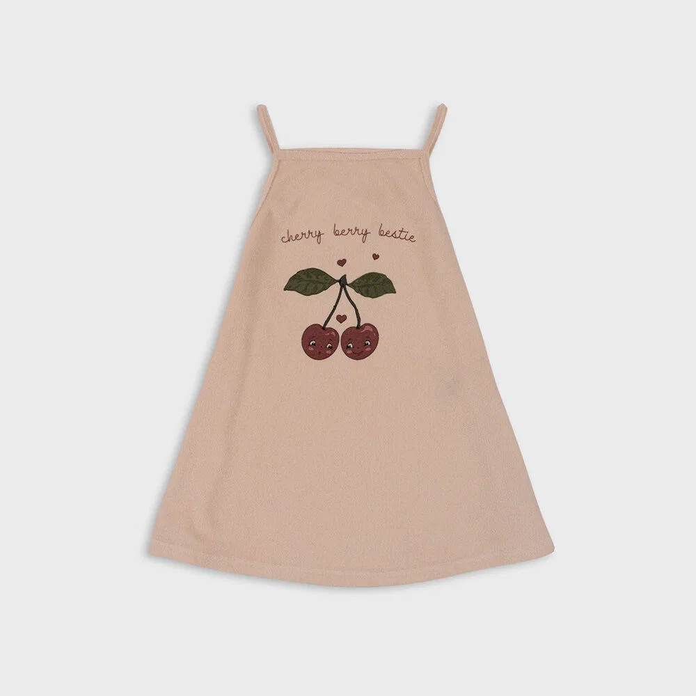 Детское платье-джерси Cherry Itty с бретелями, цвет камелия-роза, от Konges Sloejd