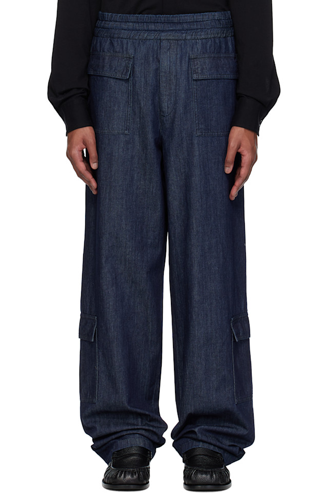 

Эластичные карго-джинсы Dries Van Noten, индиго