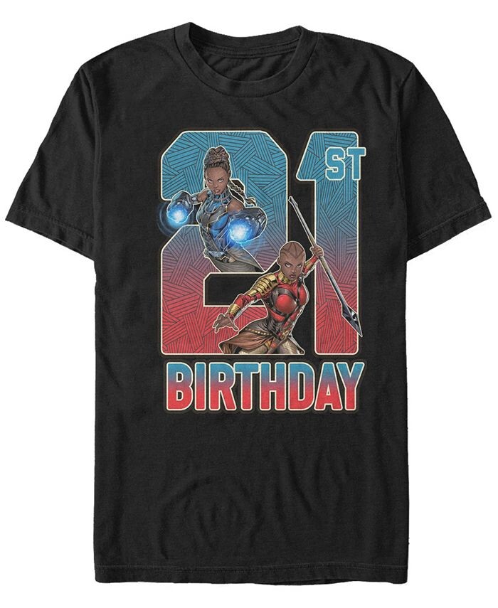 

Мужская футболка с короткими рукавами на 21-й день рождения Marvel Black Panther Shuri and Okoye Fifth Sun, черный