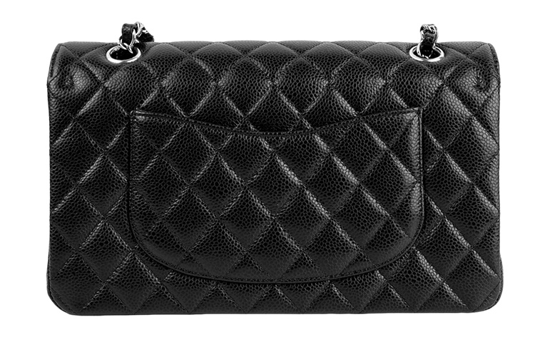 CHANEL Классический клатч CF с тиснением под зерно из коровьей кожи, кроссбоди, средний размер, женский, черный — фото 4