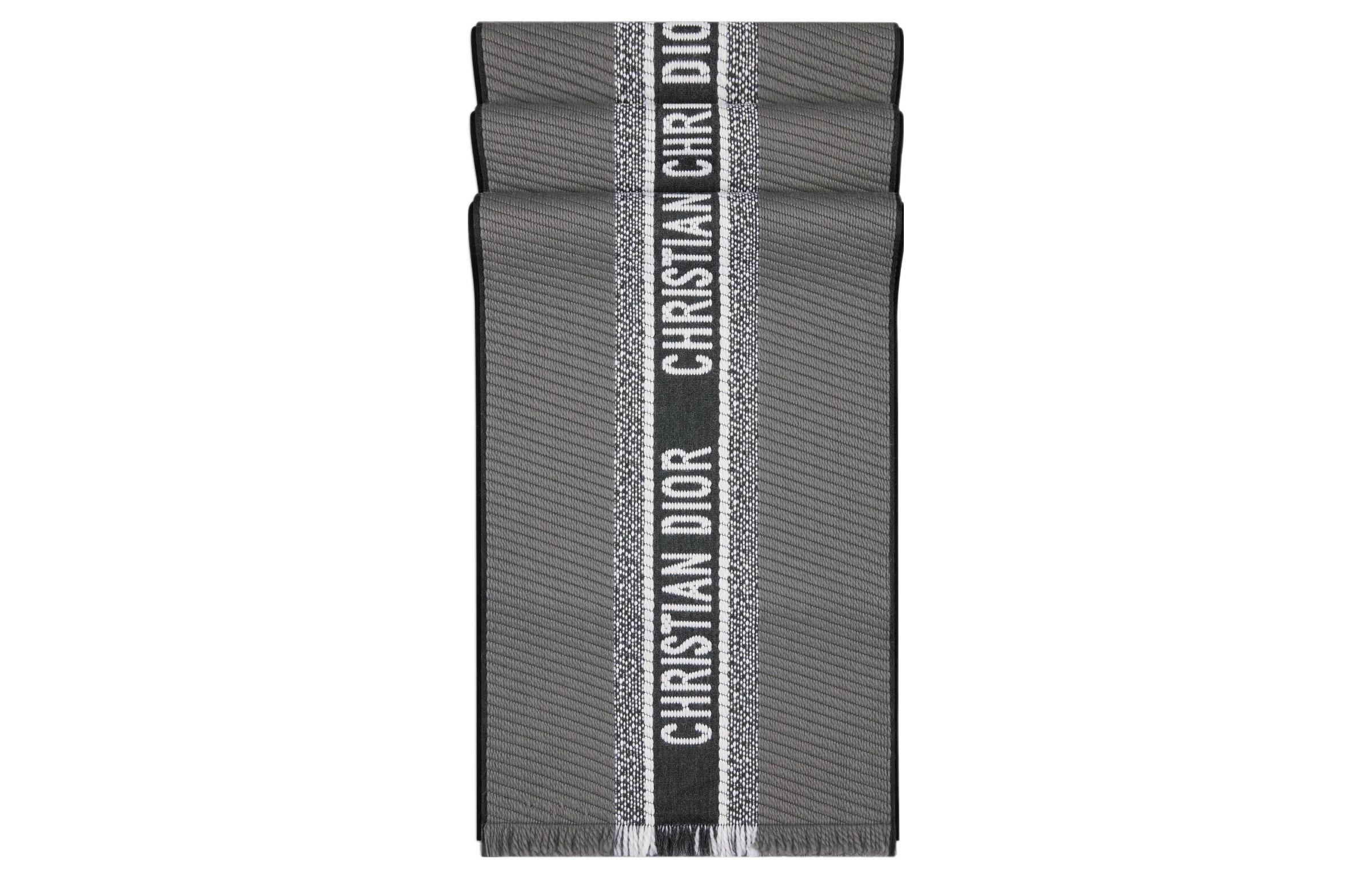 

Шерстяной шарф DIOR женский серый