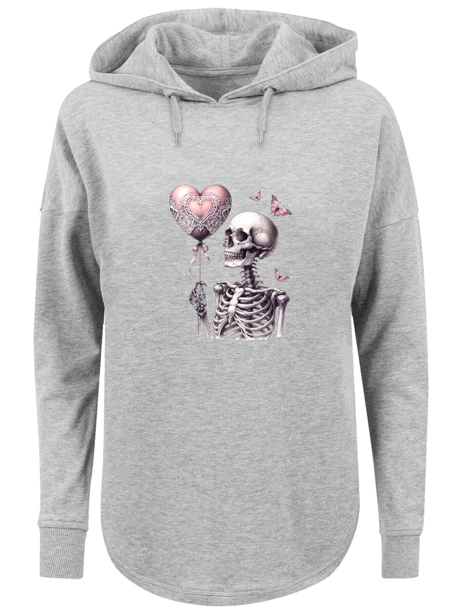 

Толстовка F4NT4STIC Skeleton holding heart balloon, Grey