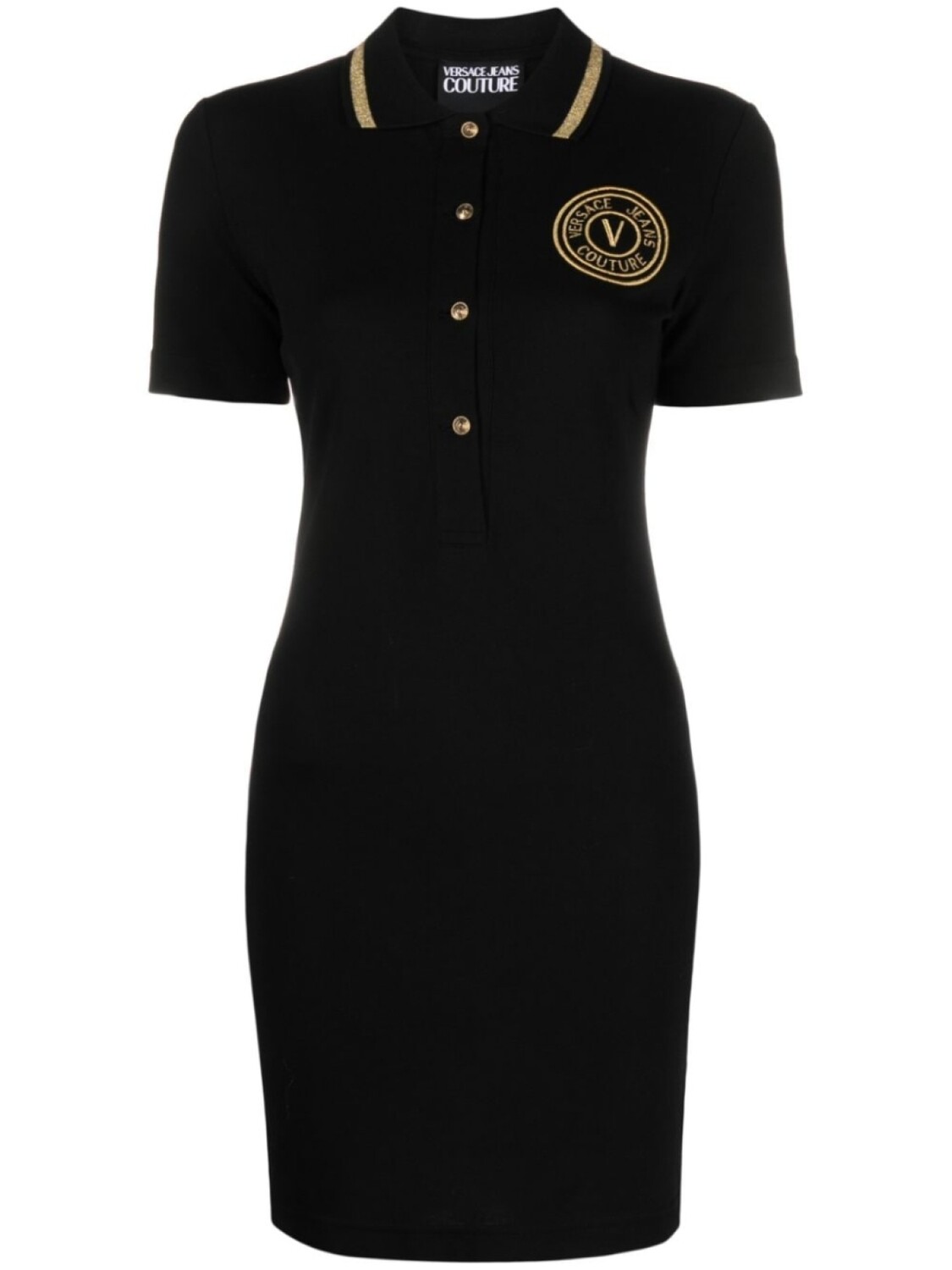 

Versace Jeans Couture платье мини с воротником поло и логотипом, черный