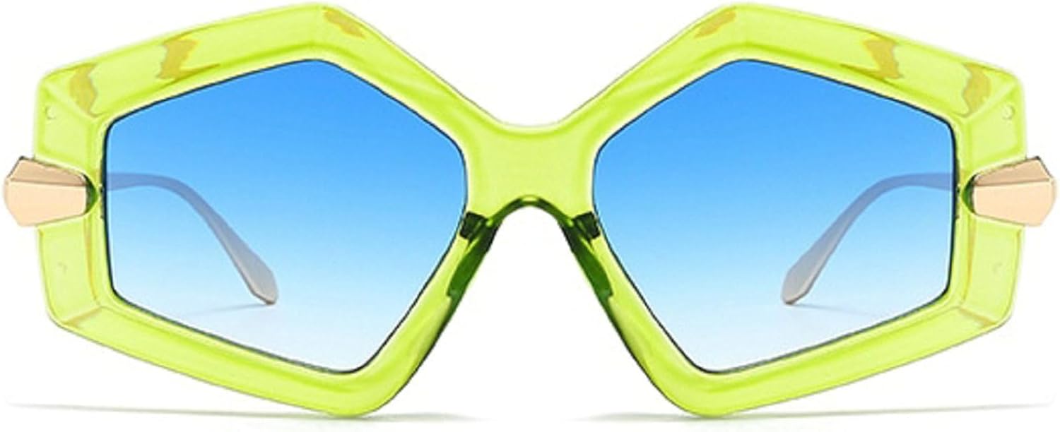 

Модные геометрические многоугольные солнцезащитные очки для женщин, градиентные солнцезащитные очки UV400 для мужчин, панк-очки, сине-зеленые солнцезащитные очки mincl, Green