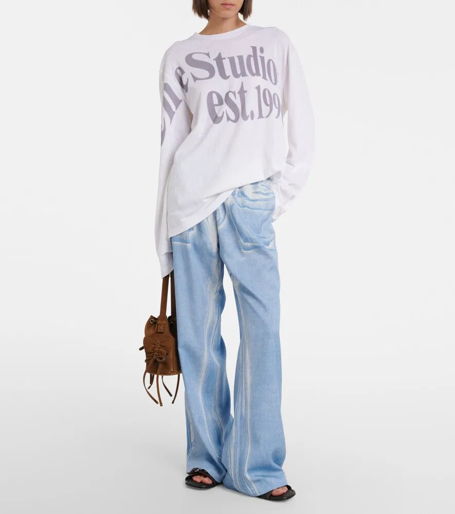 Широкие брюки с принтом Acne Studios, синий — фото 2