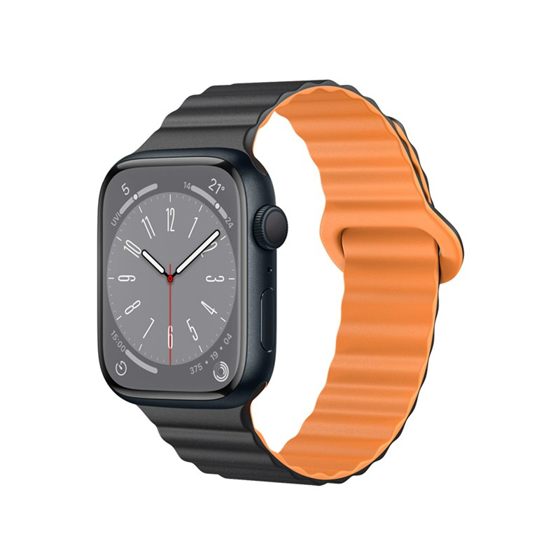

Biaodaige Часы Strap Apple Compatibility Silicone Material, Black Orange