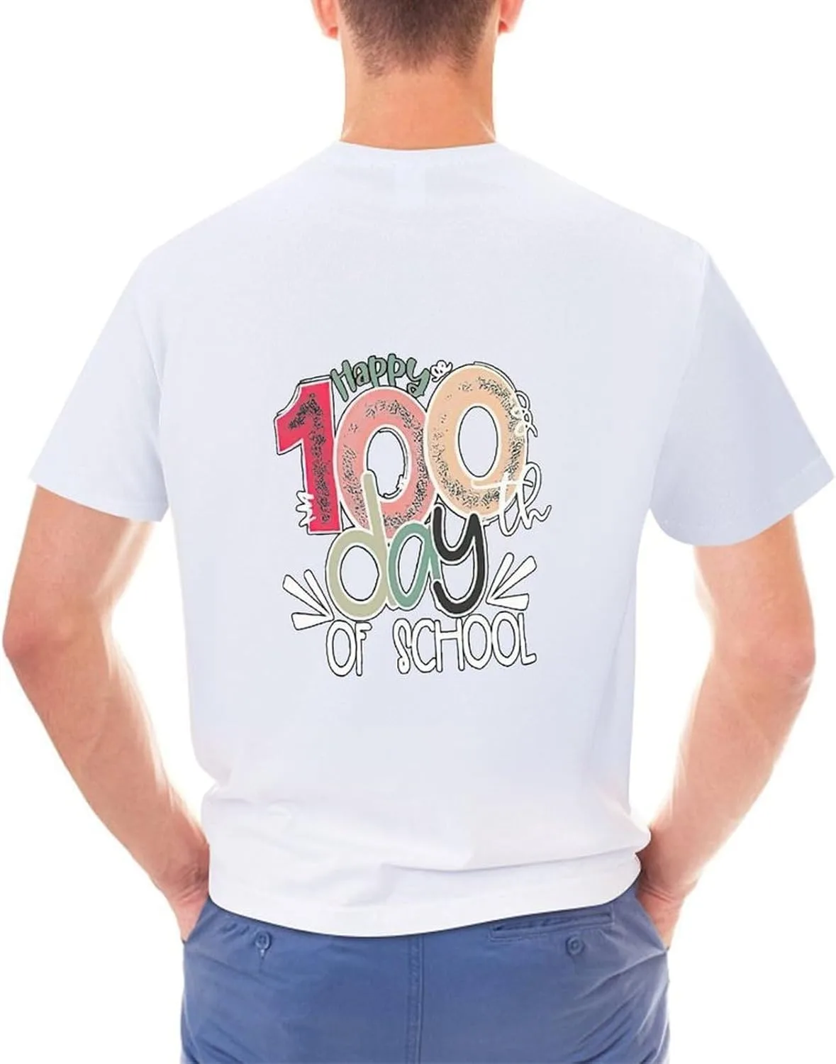 Футболка Funny 100 Days of School, модная, мягкая, дышащая, стильная, простая Generic, белый