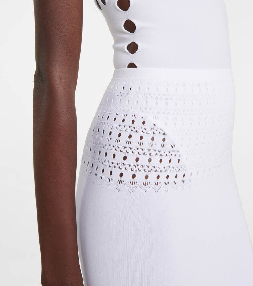 Техническая юбка миди с вырезами ALAÏA, белый — фото 4