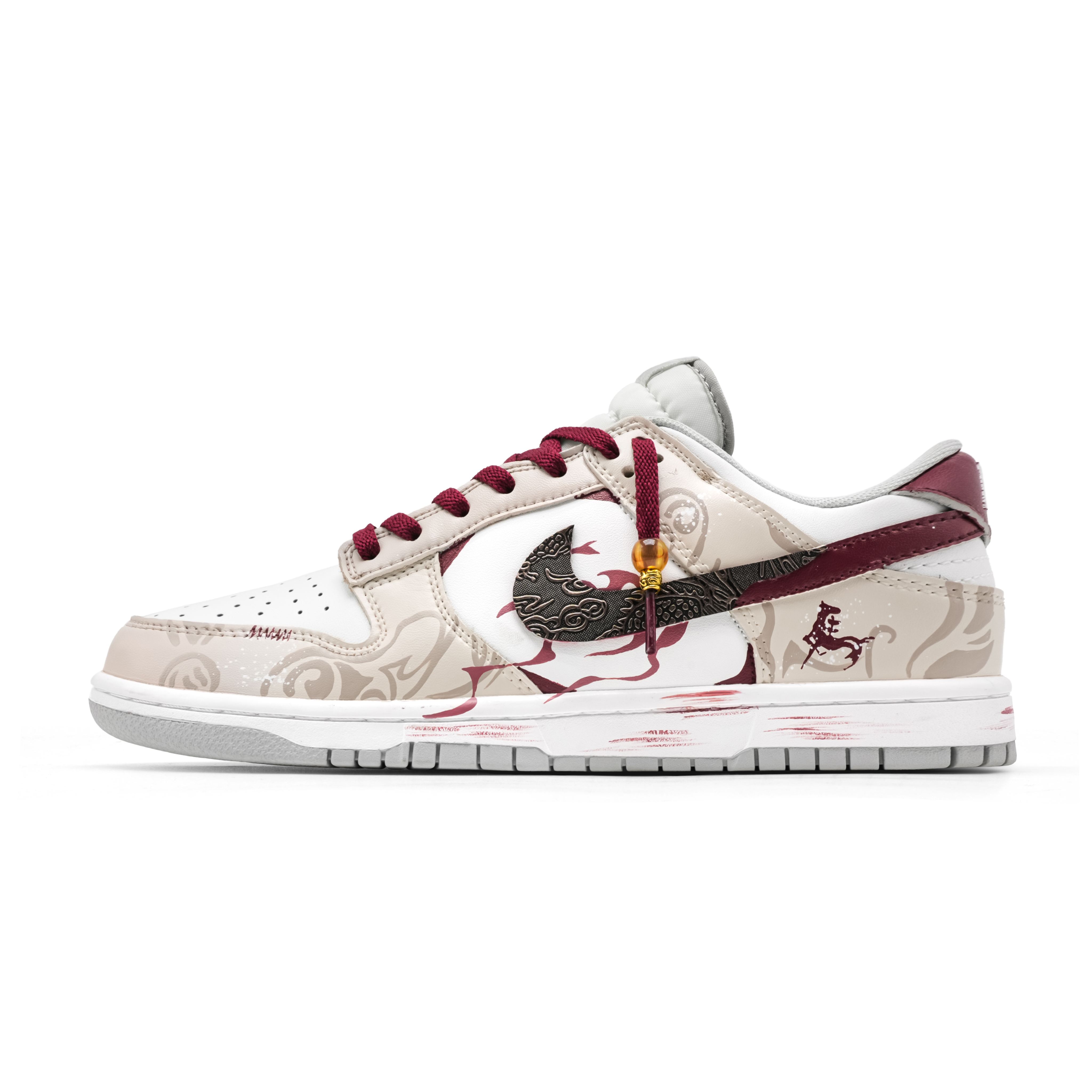 

Dunk Auspicious Horse Cow Leather Abrasion Resistant низкие кроссовки для скейтбординга Unisex Nike, экрю and burgundy