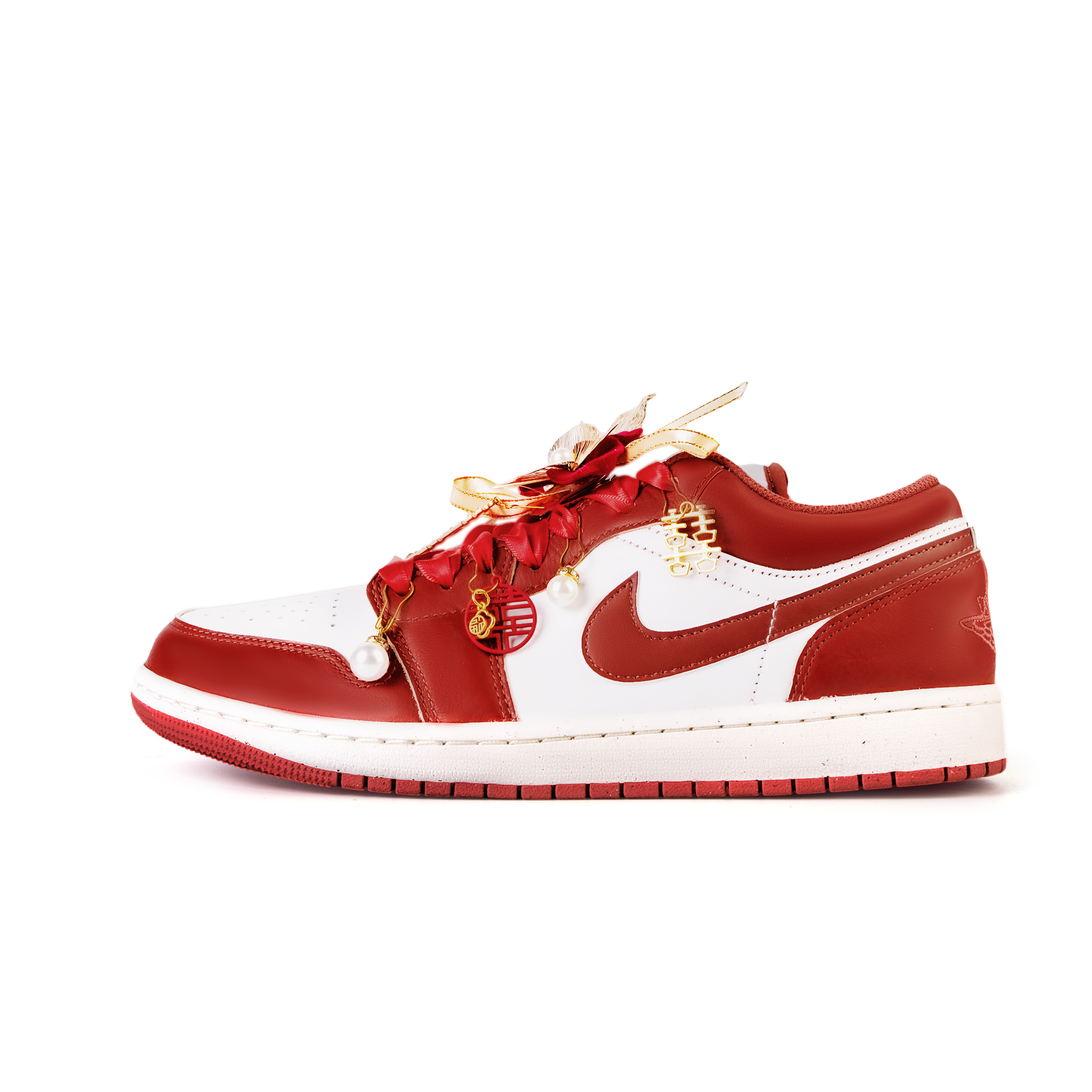 

Jordan Баскетбольные кроссовки Air 1 Love At First Sight с антискользящим покрытием, износостойкие, низкие, винтажные, мужские, белые, красные
